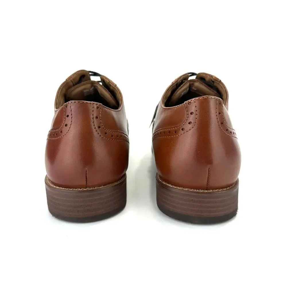Nunn Bush Men Derby Shoes Sz 11W Cognac Leather Cushioned Brogue Wingtip Toe New